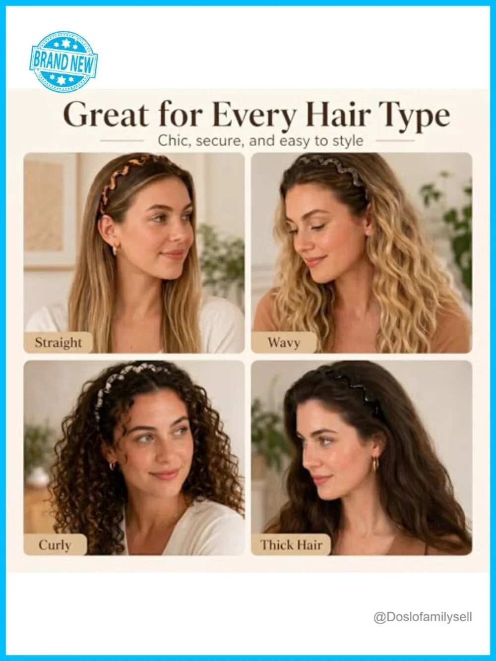 5 Pack Zig Zag Headbands for Women, Non Slip Plastic Comb Hair Bands, Retro 90s